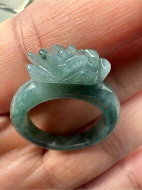 Rose Jadeite Ring - Blue-Green Jadeite